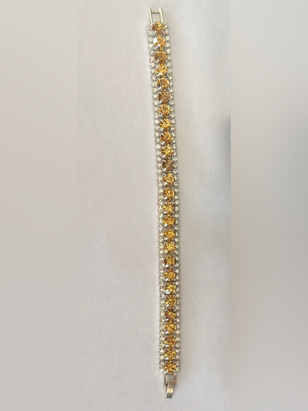 Triple row fashion dark champagne silver tone tennis bracelet